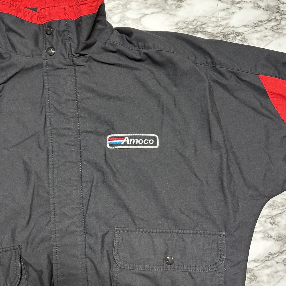 K-Products Full Zip Men's Jacket USA Made L Black Windbreak AMOCO Relaxed VTG - Picture 4 of 12